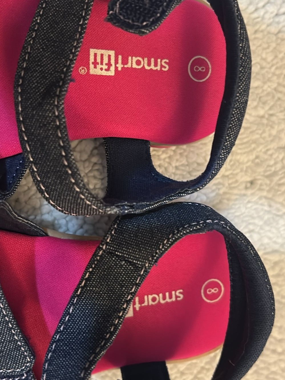 smartfit Kids Denim-Style Sandals in Pink & Black